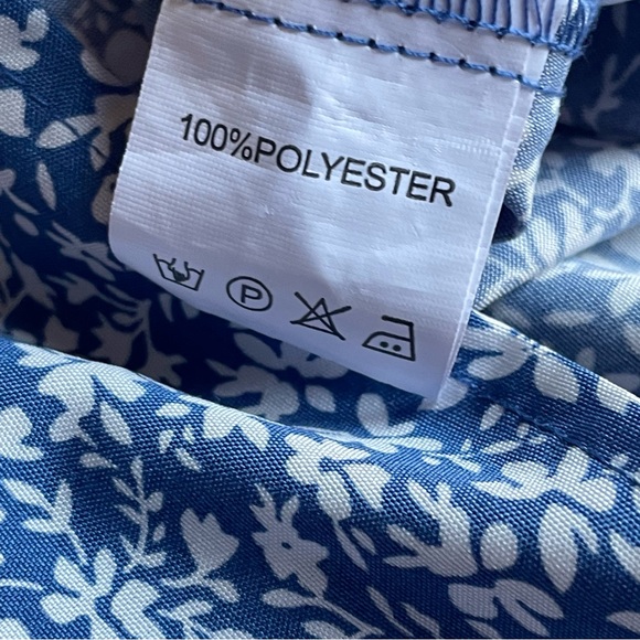 Blue & White Floral V-neck Short Sleeve Maxi Dress Plus Size 3XL - Picture 10 of 11